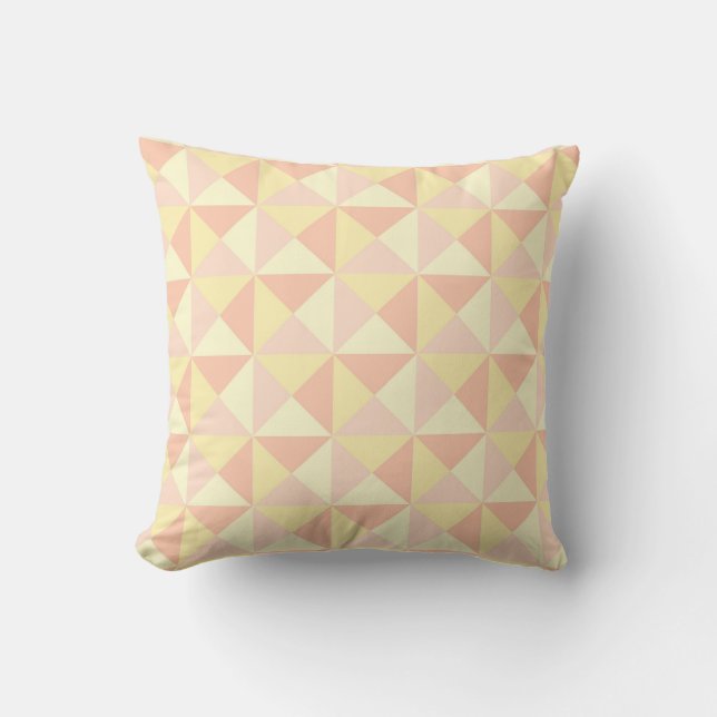 Geometric Triangles Pastel Peach Yellow Pillow (Front)