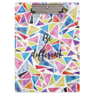 geometric triangles pattern “be different” quote clipboard