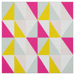 Geometric Triangles Pink And Yellow Pattern Fabric