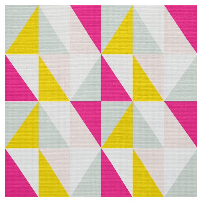 Geometric Triangles Pink And Yellow Pattern Fabric (Swatch)
