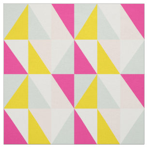 Geometric Triangles Pink And Yellow Pattern Fabric