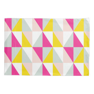 Geometric Triangles Pink And Yellow Pattern Pillowcase