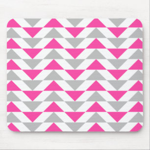 Geometric Triangles Pink Grey White Pattern Mouse Pad