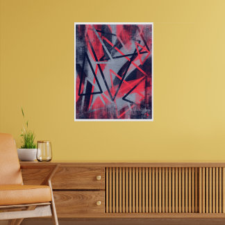 Geometric Triangles Poster – Pink and Blue