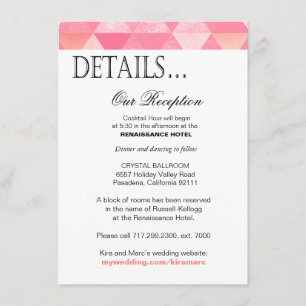 Geometric Triangles Reception Details   pink mauve Enclosure Card