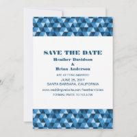 Geometric Triangles Save the Date Invite, Blue