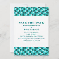Geometric Triangles Save the Date Invite, Teal