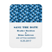 Geometric Triangles Save the Date Magnet, Blue