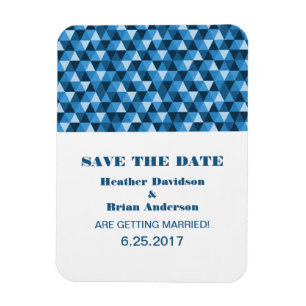 Geometric Triangles Save the Date Magnet, Blue Magnet