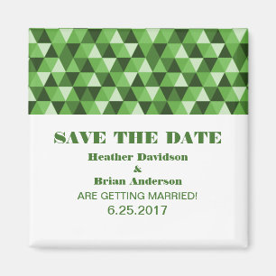 Geometric Triangles Save the Date Magnet, Green Magnet