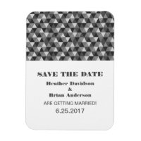 Geometric Triangles Save the Date Magnet, Grey