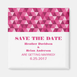 Geometric Triangles Save the Date Magnet, Pink Magnet