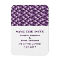 Geometric Triangles Save the Date Magnet, Purple
