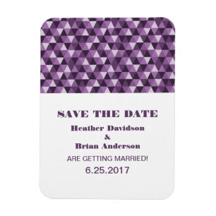 Geometric Triangles Save the Date Magnet, Purple Magnet