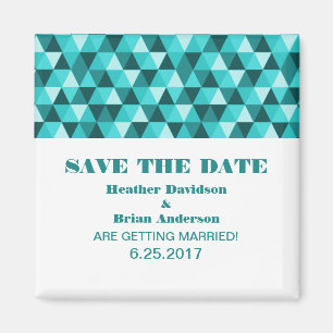 Geometric Triangles Save the Date Magnet, Teal Magnet