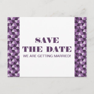 Geometric Triangles Save the Date Postcard, Purple Announcement Postcard