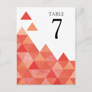 Geometric Triangles Table Numbers coral Postcard