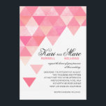 Geometric Triangles Wedding | pink mauve Invitation<br><div class="desc">Show off your unique personality with these modern wedding invitations that feature a bold, geometric diamond/triangle pattern in shades of peony pink and mauve. Comes in 8 fab colours: fuschia, coral, lilac, mint, teal, pink, periwinkle and yellow. Click the CUSTOMIZE IT button to personalise with your own text. If you...</div>