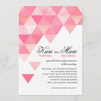Geometric Triangles Wedding | pink mauve Invitation