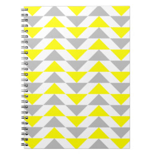 Geometric Triangles Yellow,  Grey, White Pattern Notebook