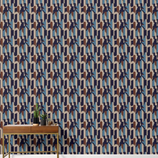 Geometric Tribal (3D) Luxury Wallpaper (Hallway)