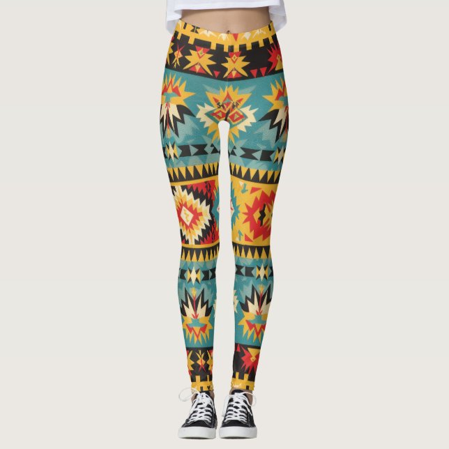 Geometric Tribal Design Leggings (Front)