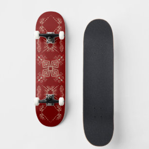 Geometric Tribal-Inspired Design in Bold Black  Skateboard
