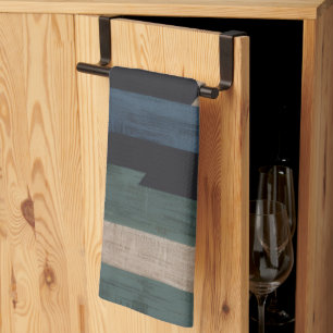 Geometric Tribal (Navy Blue + Green) Luxury Tea Towel