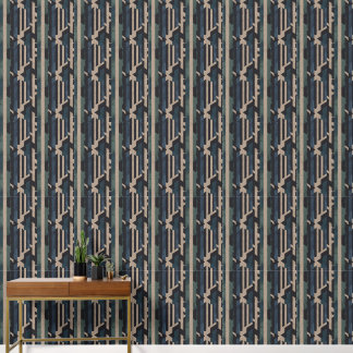 Geometric Tribal (Olive + Navy) Luxury Wallpaper