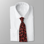 Geometric Tribal Pattern Black and Red Tie (Tied)
