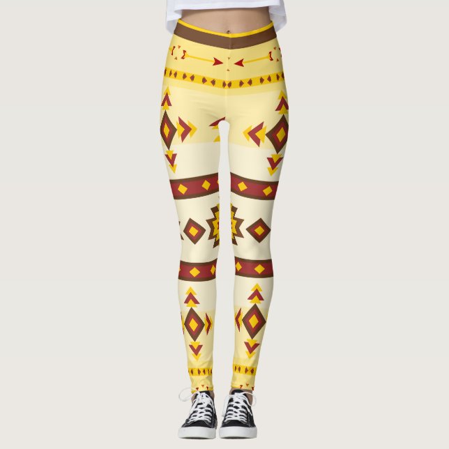 Geometric Tribal Pattern: Bold Tribal Print Leggings (Front)