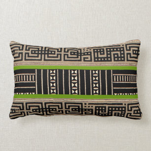 Geometric Tribal Pattern Graphic Vintage Bold Lumbar Cushion
