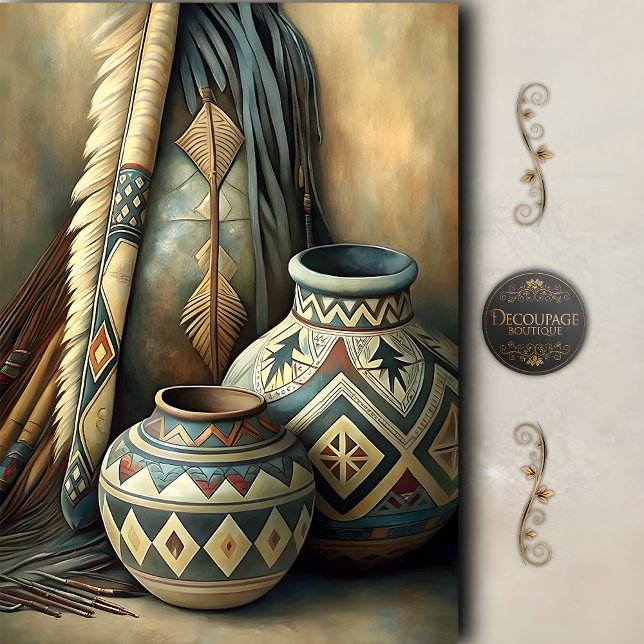 Geometric Tribal Pots & Arrows Decoupage Tissue Paper (Geometric Tribal Pots & Arrows Decoupage Tissue Paper)