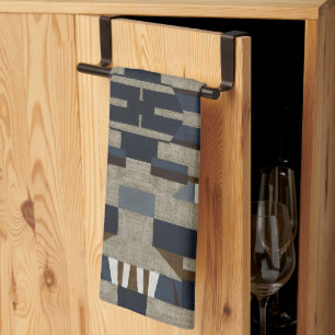 Geometric Tribal (Terracotta + Blue) Luxury Tea Towel