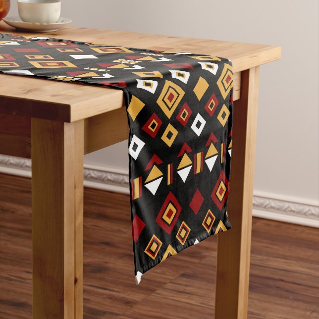 Geometric Tribal Triangle Pattern Long Table Runner (In Situ)