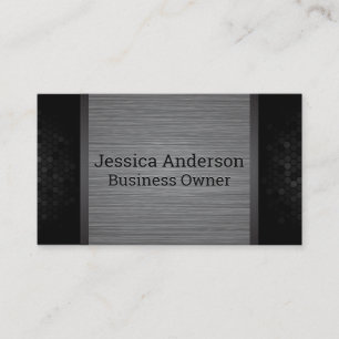 Geometric Trim Metallic Brushed Background Business Card
