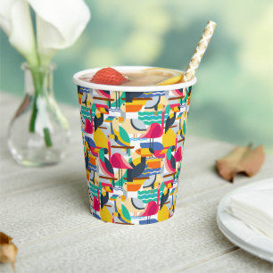 Geometric Tropical Birds Paper Cups