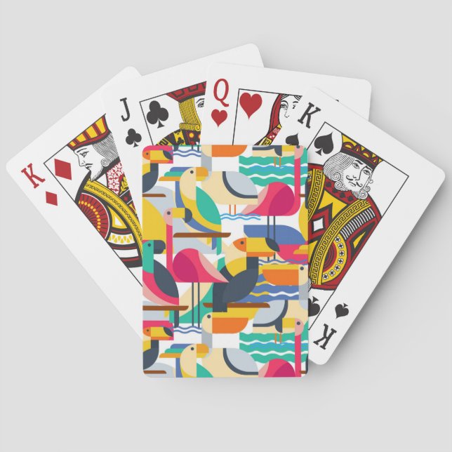 Geometric Tropical Birds Playing Cards (Back)