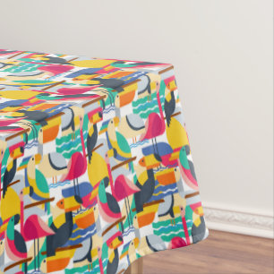 Geometric Tropical Birds Tablecloth