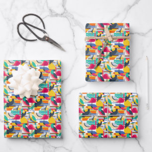 Geometric Tropical Birds Wrapping Paper Sheet