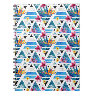 Geometric Tropical Flowers Pattern Notebook