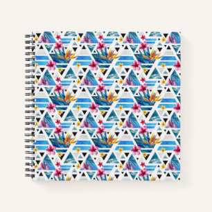 Geometric Tropical Flowers Pattern Notebook