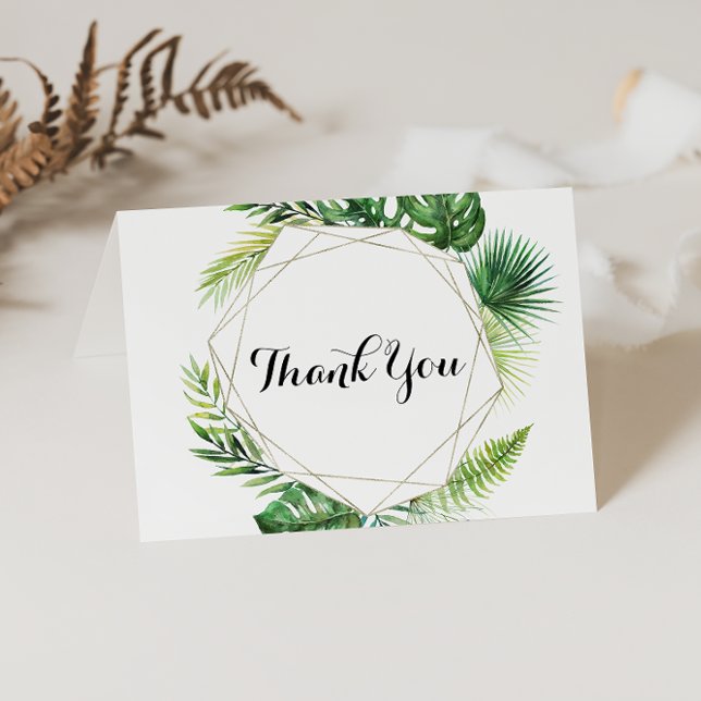 Geometric Tropical Folded Wedding Thank You Card (Creator Uploaded)