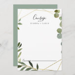 Geometric Tropical Green Leaves Spanish Wedding Advice Card<br><div class="desc">This geometric tropical green leaves Spanish wedding advice card is perfect for a modern wedding. The design features hand-painted beautiful green leaves, adorning a gold geometric frame. These cards are perfect for a wedding, bridal shower, baby shower, graduation party & more. Personalise the cards with the names of the bride...</div>