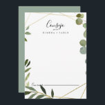 Geometric Tropical Green Leaves Spanish Wedding Advice Card<br><div class="desc">This geometric tropical green leaves Spanish wedding advice card is perfect for a modern wedding. The design features hand-painted beautiful green leaves, adorning a gold geometric frame. These cards are perfect for a wedding, bridal shower, baby shower, graduation party & more. Personalise the cards with the names of the bride...</div>