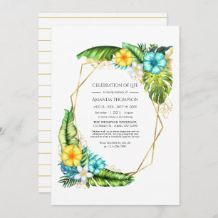 Geometric Tropical Summer Celebration of Life Invitation