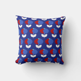 Geometric Tulips Red and Blue Cushion