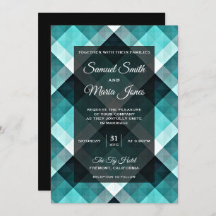 Geometric Turquoise Abstract Wedding Invitation