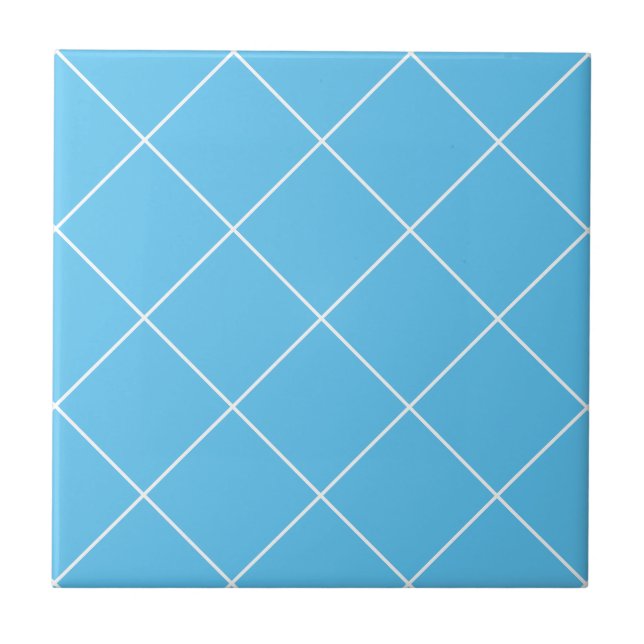 Geometric Turquoise Blue Modern Simple Grid Tile (Front)