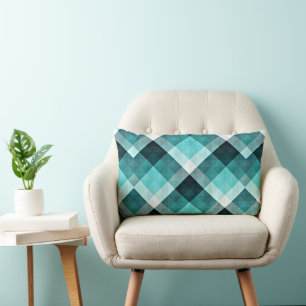 Geometric Turquoise Pattern Lumbar Cushion